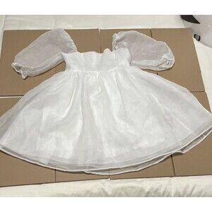 White Sheer Babydoll Layered Poof Dress Cottagecore Coquette Sz S  Fairycore